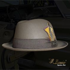 Handmade with the highest quality materials of 100% cotton string Style: Golden Line Lowrider Derby Color: Brown Hat Band: Brown Feathers: Goose Brand: Garcia Signature Hats All sales are final Website GARCIASIGNATUREHATS.COM/STORE Social Media Facebook @garciasignaturehats Instagram @garciasignaturehats Fitted Flat Bill Hats For Summer, Fitted Flat Bill Hat For Summer, Retro Brown Hat Bands For Summer, Brown Retro Summer Hat Bands, Brown Fitted Flat Bill Straw Hat, Classic Cotton Fedora With Short Brim, Classic Cotton Fedora With Flat Brim, Fitted Gray Summer Hat, Retro Brown Fedora For Summer