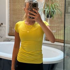 Lululemon Swiftly Tech Short Sleeve Shirt Size 4 Never Worn But Missing Tags Yellow Stretch Tops For Workout, Yellow Athleisure Tops For Gym, Yellow Stretch Top For Workout, Yellow Athleisure Tops For Sports, Yellow Athleisure Tops For The Gym, Casual Yellow Top For Yoga, Yellow Stretch Athleisure Top, Yellow Athleisure Tops For Yoga, Sporty Yellow Tops For Workout