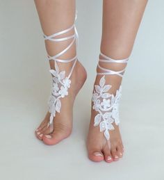 Beach Wedding Barefoot Sandals Bridal Lace Shoes wedding | Etsy White Ankle Wrap Sandals For Beach Wedding, White Adjustable Ankle Strap Lace-up Sandals, Elegant Beach Ankle Tie Lace-up Sandals, Elegant Beach Lace-up Ankle Tie Sandals, Elegant Ankle Tie Lace-up Sandals For Beach, White Ankle Strap Barefoot Sandals For Parties, Bohemian Barefoot Wedding Sandals For Spring, Bohemian Barefoot Sandals For Spring Wedding, Summer Wedding Lace-up Sandals