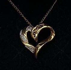 "Beautiful Estate 10k Gold Heart Diamond Accents Pendant Necklace Pre/owned Condition Chain Measures 18\" length Weight 1.3 Grams." Diamond Heart Pendant Necklace, Heart Diamond, Heart Pendant Diamond, Wedding Jewellery Necklace, Wedding Necklaces, Diamond Pendant Necklace, Gold Heart, Diamond Heart, Wedding Necklace