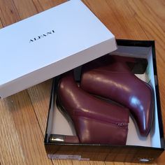 Brand New Burgandy Booties Alfani Shoes Woman, Elegant Synthetic Round Toe Booties, Elegant Ankle-high Synthetic Booties, Formal Synthetic Booties With Round Toe, Formal Synthetic Round Toe Booties, Shoes Heels Boots, Shoes Women Heels, Heeled Boots, Shoes Heels