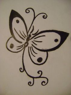 a black and white drawing of a butterfly