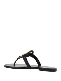 100% Calf Leather Bos Taurus, 100% Rubber Summer Sandals With Gold-tone Hardware And Single Toe Strap, Summer Sandals With Gold-tone Hardware And Round Toe, Summer Sandals With Gold-tone Hardware, Tory Burch Miller Sandals, American Fashion Designers, Tory Burch Miller, Marine Serre, Feminine Aesthetic, Tory Burch Miller Sandal