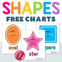 three different shapes and colors for the shape chart with text that reads shapes, freecharts