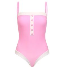 Old Hollywood glamour inspired retro style Swimsuit with button detail. Hand wash cold dry in shade  Ethically made in Italy  with recycled Econyl fabric 80% Polyester 20% Elastane Padded and double lined, with adjustable and removable straps and medium bottom coverage. Pink One Piece Swimsuit, Swimsuit Pink, Vintage Swim, Swimsuits For Women, Normal Clothes, Punk Vintage, Pink One Piece, Vintage Swimsuits, Holiday Wear