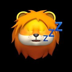 an animated lion sleeping with its eyes closed