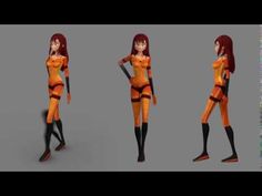 some animation character poses in orange and black