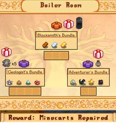 an image of a game screen with different items