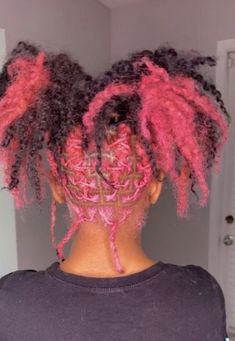 Lock Retwist Styles, Blue And Purple Locs Black Women, Fluffy Dreads, Locs Bun Styles, Magenta Locs, Half Dyed Locs, Loc Retwist Styles For Women, Fluffy Locs, Loc Colors