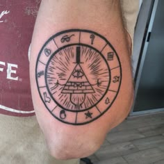 a man's arm with a tattoo on it that has an all seeing triangle