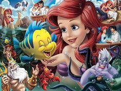 the little mermaid and her friends are depicted in this disney movie poster