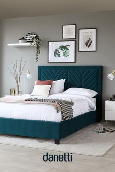 Octavia Dark Teal Velvet King Size Bed with Storage Danetti Bed, Soft Bed Design, Teal Bed And Cream Curtains, Bedroom Ideas With Green Bed, Millenial Bedroom Interior Design, Teal Velvet Bed, Green Bed Design, Velvet Green Bed, Blue Bed Bedroom Ideas