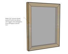 an image of a wooden frame with measurements for the front and back side of it