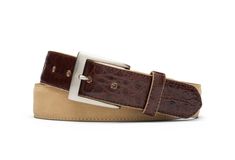 As a best-seller, this suede and crocodile combination belt is a great statement accessory. Handcrafted in Atlanta, the quality and detail are sure to stand out.  1-3/8" wide Suede with genuine crocodile tabs Nubuck backing Made in America Caiman Crocodile, Crocodile Belt, Alligator Belt, American Alligator, Golf Belt, American Bison, Woven Belt, Handcrafted Leather, Made In America