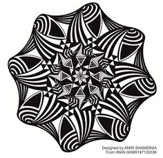 an abstract black and white design