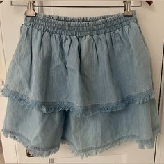 So Cute For The Summer And Flowy | Never Worn And In Perfect Condition | Looks Like Jean Material And Has Little Flares On The Layers Jean Material, Blue Mini Skirt, Jeans Material, Walker Boots, Fit N Flare Dress, Rain And Snow Boots, Fit & Flare, Flare Dress, Trending Accessories