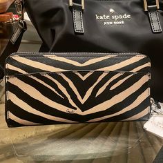 Coach New Peyton Zebra Wallet $238 Chic Coach Wallets, Chic Coach Wallets For Travel, Bags Coach, Black Cream, Kate Spade New York, Coach Bags, Wallets, Kate Spade, Bag Lady