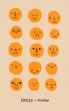 the faces i know are drawn in different colors and shapes, but they look like emoticions