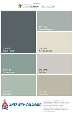 the color scheme for sherwinn - williams's paint swatches, including gray and