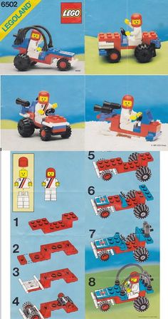 the instructions for how to build a lego race car from an instruction book, including instructions and pictures