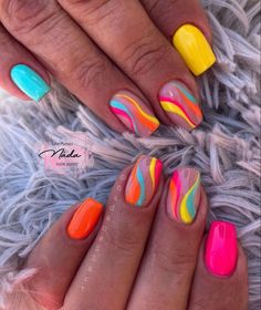 Summer Gel Nails, Colorful Nail Art, Colorful Nail, Vibrant Nails, Bright Nails, Nails 2023