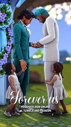 the cover of forever us, featuring two children in white dresses and one is holding hands with