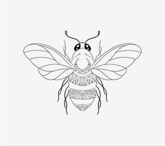 a black and white drawing of a bee with two eyes on it's head