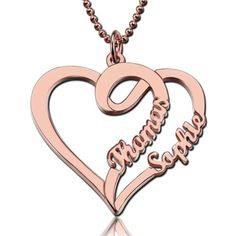 Cut Out Double Name Heart Necklace Rose Gold Custom Jewelry Necklaces, Heart Pendant Necklace Gold, Couple Name, Pendant Designs, Name Pendant, Necklace Love, Love Jewelry, Couple Jewelry, Mothers Necklace