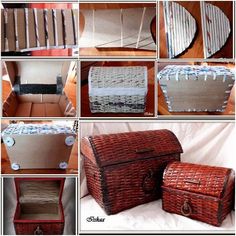 several pictures of different types of baskets and boxes