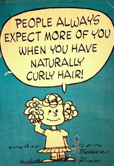 an old book with a cartoon girl saying people always expect more of you when you have naturally curly hair