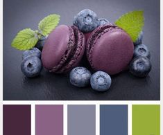 the color scheme is blue and green, with some berries on top of each other