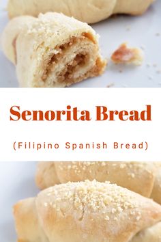 a close up of some food on a plate with the words seborita bread