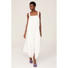 White chiffon (100% Polyester). Shift. Sleeveless. Square neck. Side zipper closure. 56" from shoulder to hemline. Imported. Bibhu Mohapatra, White Chiffon, Rent The Runway, Pleated Maxi, Closet Designs, White Maxi, Square Neck, Side Zipper, Chiffon