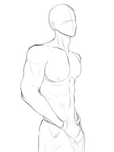 a drawing of a man with no shirt on