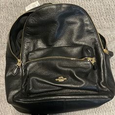 Authentic Brand New Coach Black Leather Backpack Never Used In Excellent Condition With Tag; Missing Little Coach Chain Off Strap Elegant Soft Leather Backpack For Errands, Elegant Soft Leather Backpack, Classic Coach Leather Backpack With Zipper Closure, Classic Coach Leather Backpack With Zipper, Coach Leather Backpack With Zipper For Travel, Coach Leather Backpack For On-the-go, Elegant Coach Backpack For Daily Use, Elegant Coach Backpack With Adjustable Strap, Elegant Coach Backpack