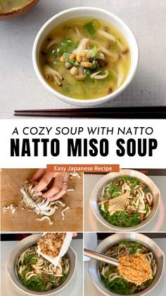 If you love natto but are not too fond of its stick-to-your-mouth texture, then this Natto Miso Soup will be perfect for you! Let’s learn how to make it! Natto Recipe, Easy Japanese Recipes, Miso Soup, Vegan Soup, Vegan Lunch, Healthy Soup Recipes, Bean Soup