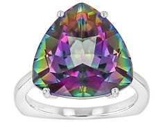 9.35ct Trillion Multi-Color Quartz Rhodium Over Sterling Silver Ring. Measures Approximately 0.60"L x 0.60"W. Not sizeable. Multicolor Pear-shaped Jewelry For Anniversary, Iridescent Rings With Accent Stones For Formal Occasions, Formal Multicolor Jewelry With Prong Setting, Iridescent Rings With Accent Stones For Formal Events, Formal Iridescent Rings With Accent Stones, Formal Rainbow Gemstone Jewelry, Multicolor Crystal Sterling Silver Ring As Gift, Unique Iridescent Crystal Ring In Sterling Silver, Iridescent Sterling Silver Crystal Ring