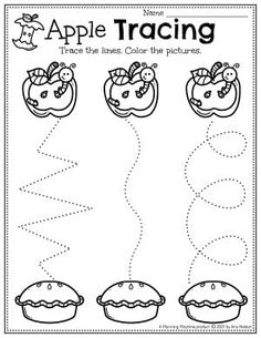 an apple tracer worksheet for preschool