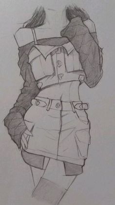 a pencil drawing of a woman in overalls with her back to the camera, looking over her shoulder