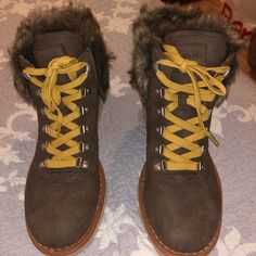 Never Worn Before, Size 6 Yellow Synthetic Boots With Round Toe, Yellow Synthetic Round Toe Boots, Yellow Round Toe Synthetic Boots, Yellow And Brown, Shoes Winter, Winter Rain, Winter Boot, Rain Boots, Size 6