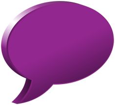 a purple speech bubble on a white background with clipping area for text or image