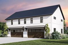 this is an artist's rendering of a two - story house with garages