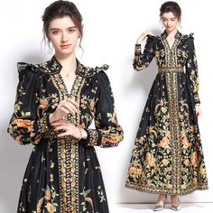 Product Title :Ethnic Cotton-Blend Dress Product Measurements cm Size US Waist Bust Hip S 6-8 70-74 88-92 96-100 M 10 75-78 93-96 101-104 L 12 79-84 97-102 105-110 XL 14 85-90 103-108 111-116 XXL 16 91-96 109-114 117-122 Product Details Sleeve Length:Long sleeve Edition type:Loose Dress Length:Maxi Waistlines:Natural Elasticity:Micro-Elasticity Silhouette:A-Line Dress type:Others Thickness:Regular Size Type:Regular Size Neckline:V neck Activity:Daily Material:Cotton Pattern:Ethnic,Nationality/ethnic Theme:Spring/Fall Style:Ethnic Color:Multicolor Size:S,M,L,XL,XXL Fabric:Polyester100% Folk Style Long-sleeved Floral Print Dress, Folk Style Long Sleeve Floral Print Dress, Multicolor Long Sleeve Folk Dress, Multicolor Folk Long Sleeve Dress, Multicolor Long Sleeve Dresses With Vintage Print, Multicolor Long Sleeve Dress With Vintage Print, Traditional Printed Maxi Dress For Spring, Folk Style Long Sleeve Maxi Dress For Spring, Long Sleeve Bohemian Dress With Baroque Print