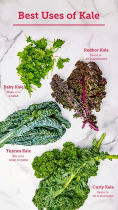 broccoli, kale, and other greens on a white marble counter top