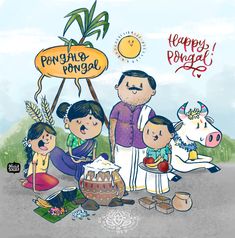 an illustration of a family celebrating ponga ponga