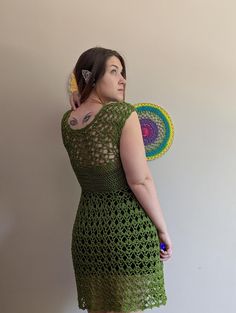 Green Sleeveless Crochet Dress, Green Crochet Sleeveless Dress, Green Bohemian Crochet Dress, Bohemian Fitted Patterns With Crochet Lace, Fitted Bohemian Patterns With Crochet Lace, Green Crochet Patterns, Pattern Crochet, Crochet Tutorial, Pdf Pattern