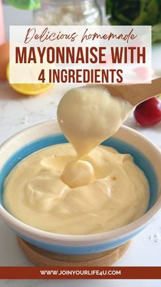 a spoon full of mayonnaise with 4 ingredients