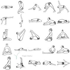 an image of yoga poses drawn in black and white