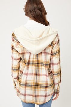 This flannel redefines comfort with its plaid flannel design, offering a cozy and versatile addition to your wardrobe. Crafted with meticulous attention to detail, the button-up front adds a touch of classic charm, while the hood provides extra protection against the elements. Runs true to size. 🚨Online Exclusive - This item will ship directly from my vendor to your doorstep. If you order multiple items they may ship in multiple packages. 🚨 Care Instructions: Machine wash cold, gentle cycle, t Walmart Hooded Flannel, Casual Plaid Hooded Flannel Shirt, Womens Hooded Flannel, Apricot Lane Boutique, Fall Flannel, Hooded Flannel, Cheap Plaid Button-up Flannel Shirt, Flannel Jacket, Navy Fabric