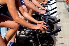 there are many people riding bikes together on the street and one person is wearing no pants